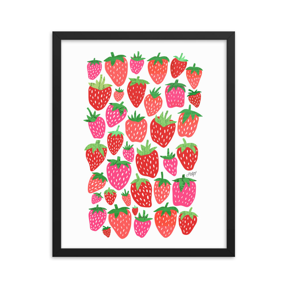 Illustration de fraises - Impression mate encadrée