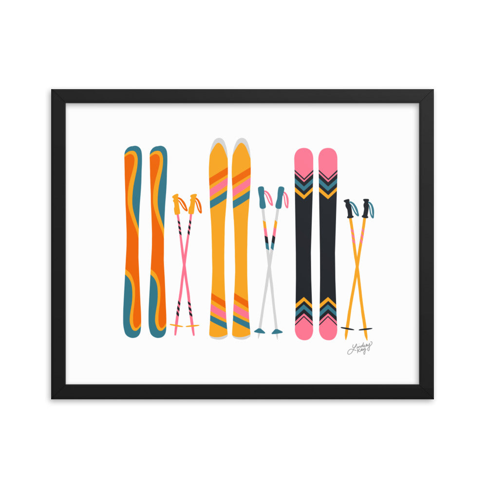Ski's Illustration (Retro Palette) - Framed Landscape Art Print