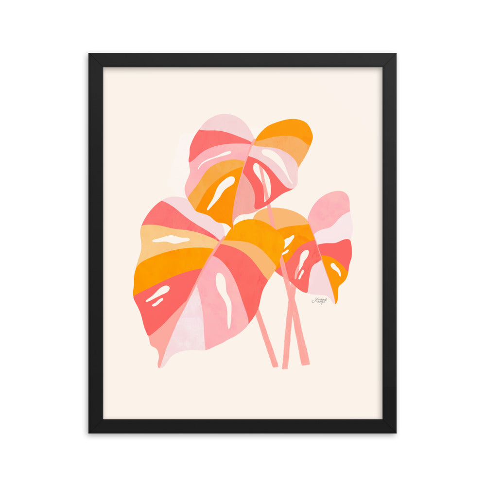 Monstera Plant (Warm Palette) - Impression mate encadrée