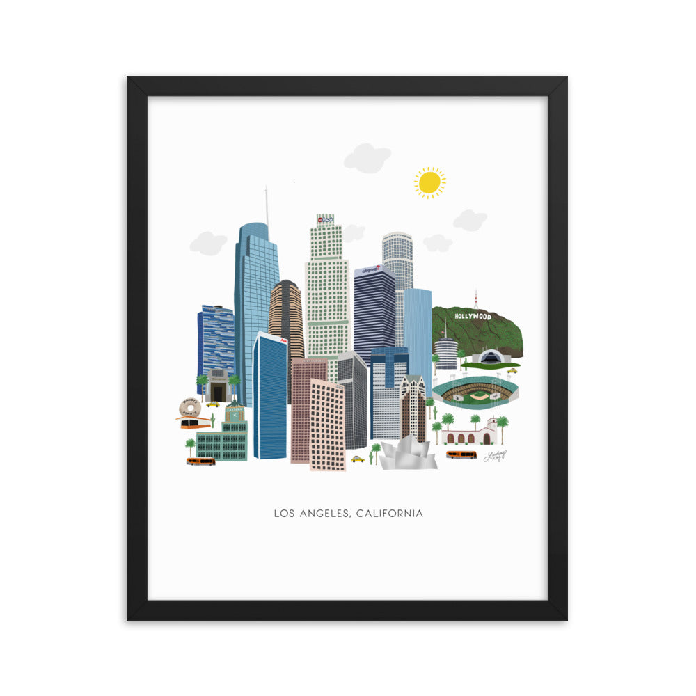 Ilustración de Los Ángeles - Impresión mate enmarcada