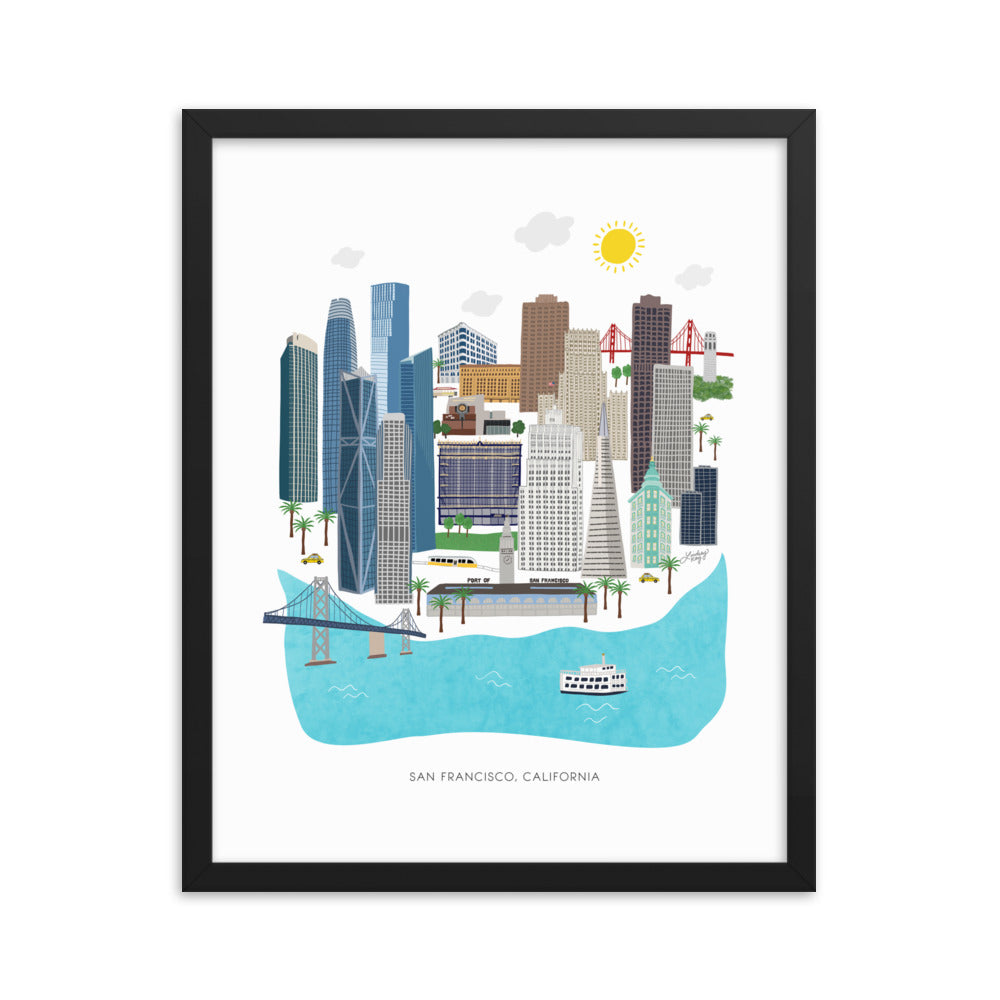 Illustration de San Francisco - Impression mate encadrée