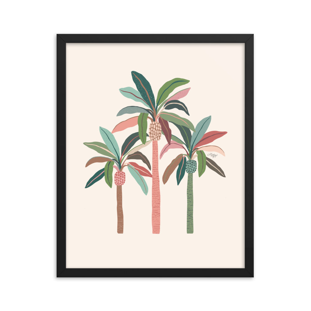 Illustration de palmiers (palette neutre) - Impression mate encadrée