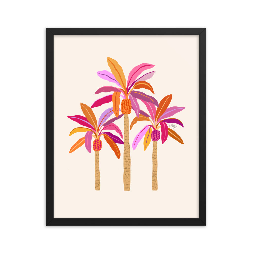 Palm Trees Illustration (Warm Palette) - Framed Matte Print