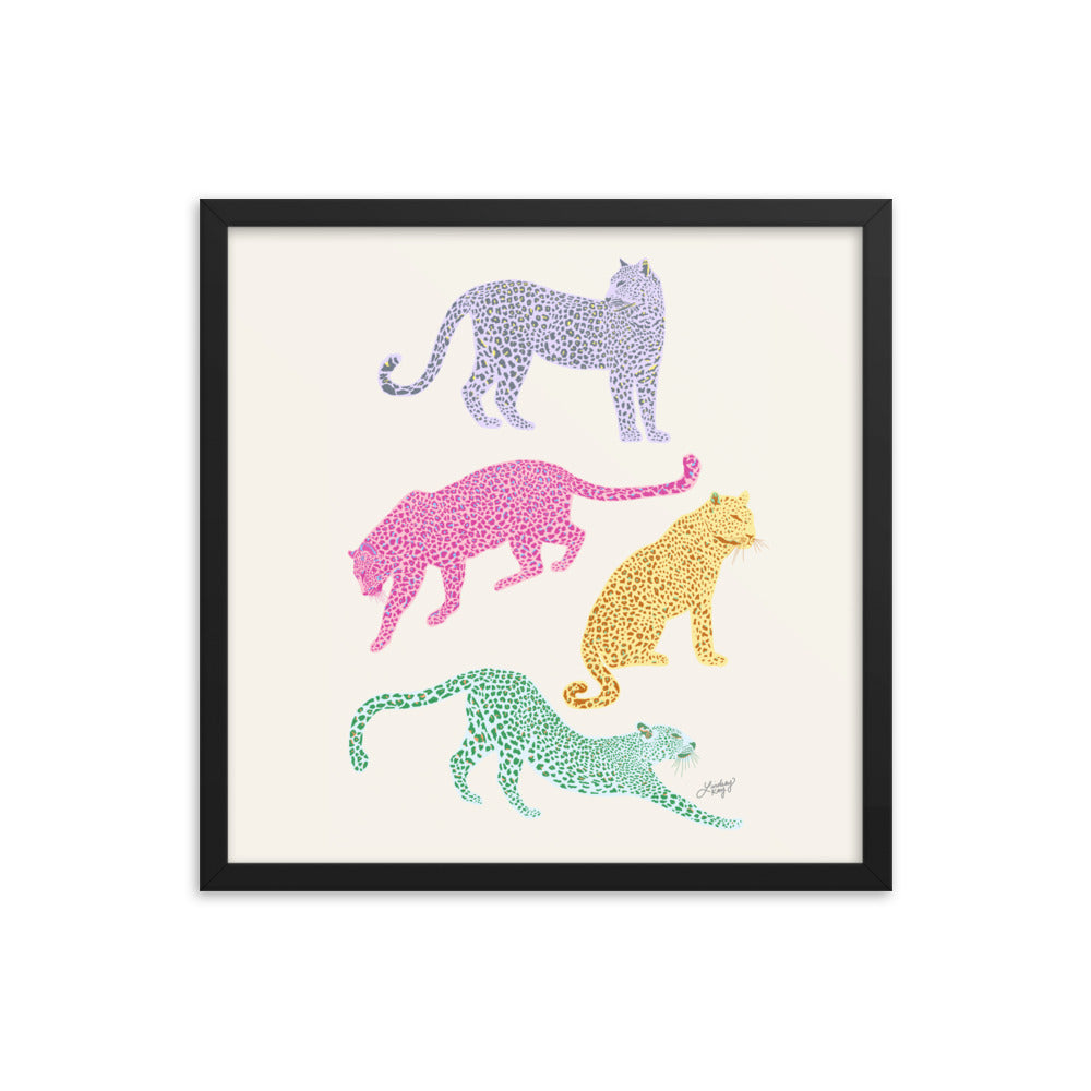 Colorful Leopards - Framed Matte Print