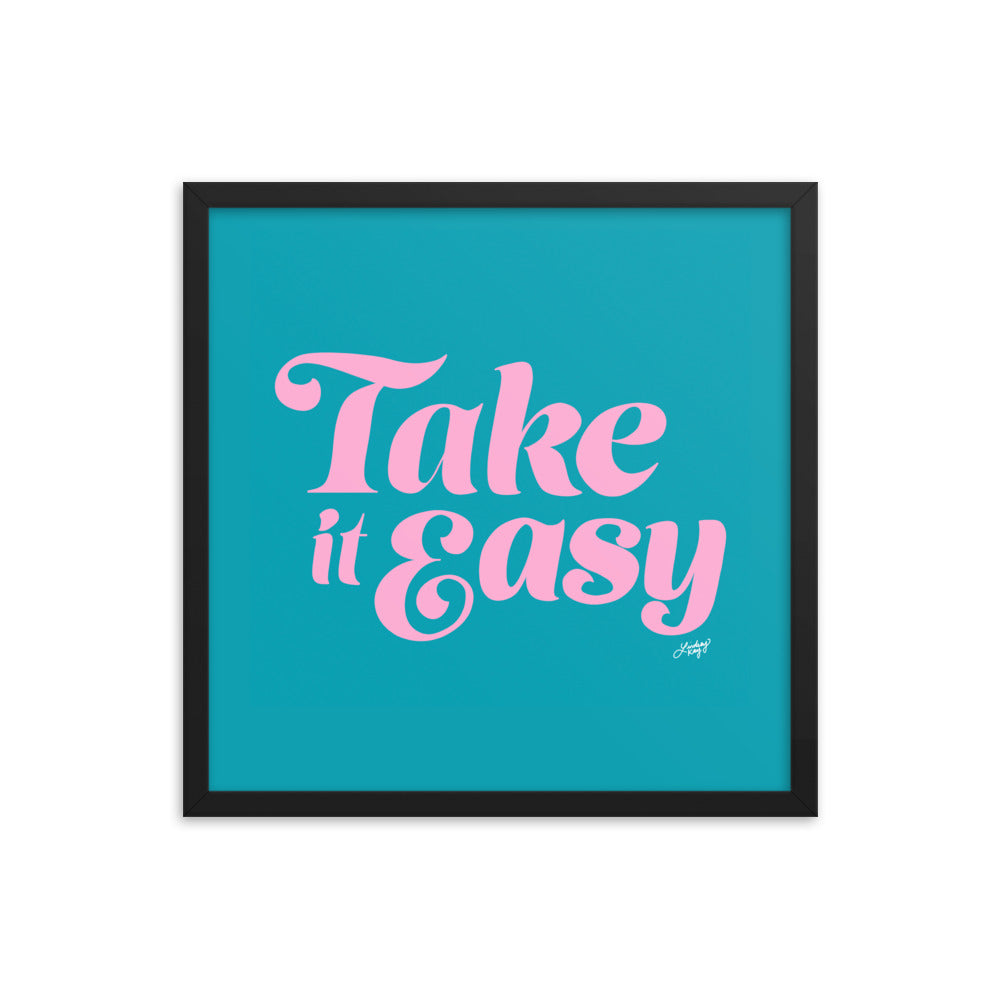 Take it Easy (Pink/Blue Palette - Framed Matte Print - Lindsey Kay Collective