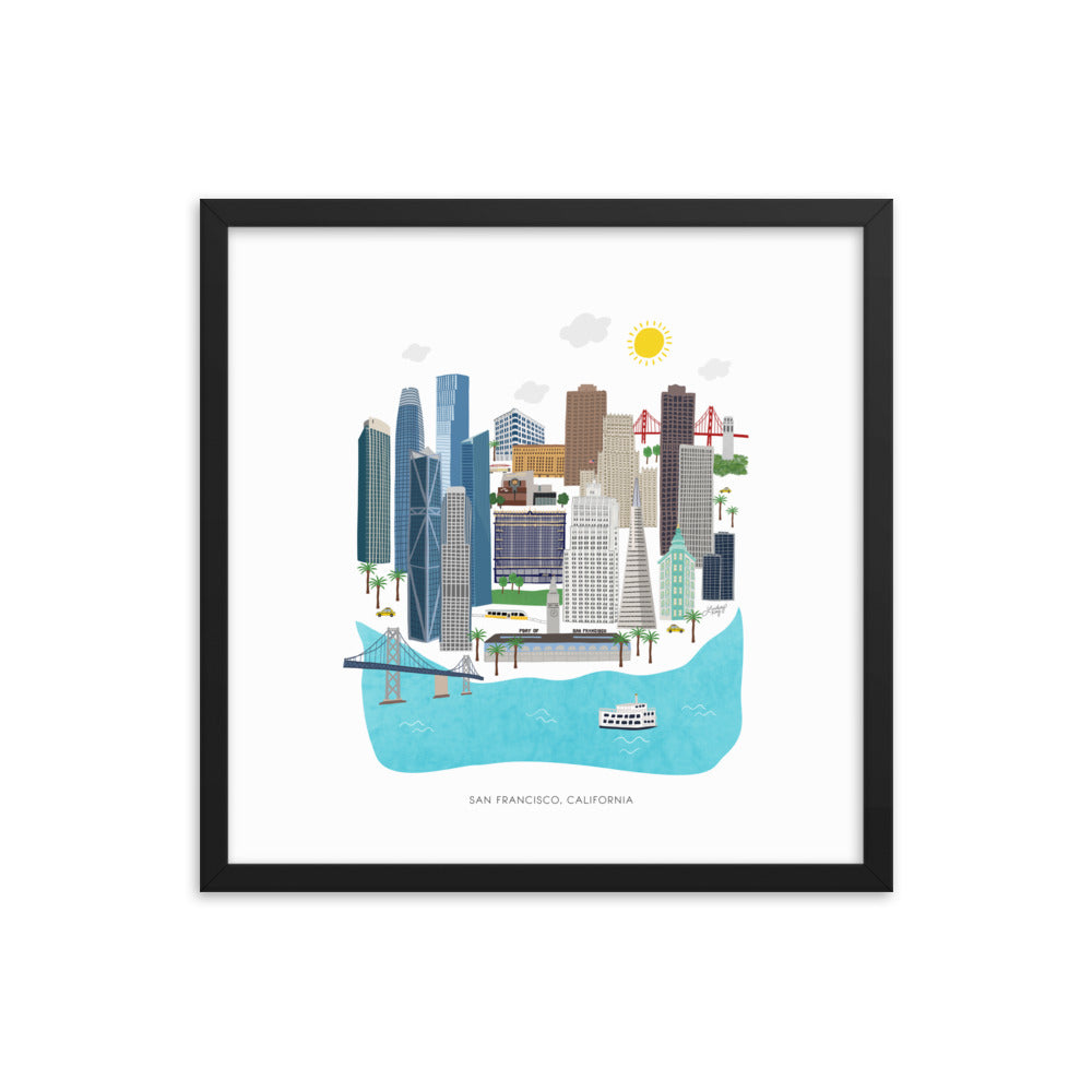 Illustration de San Francisco - Impression mate encadrée