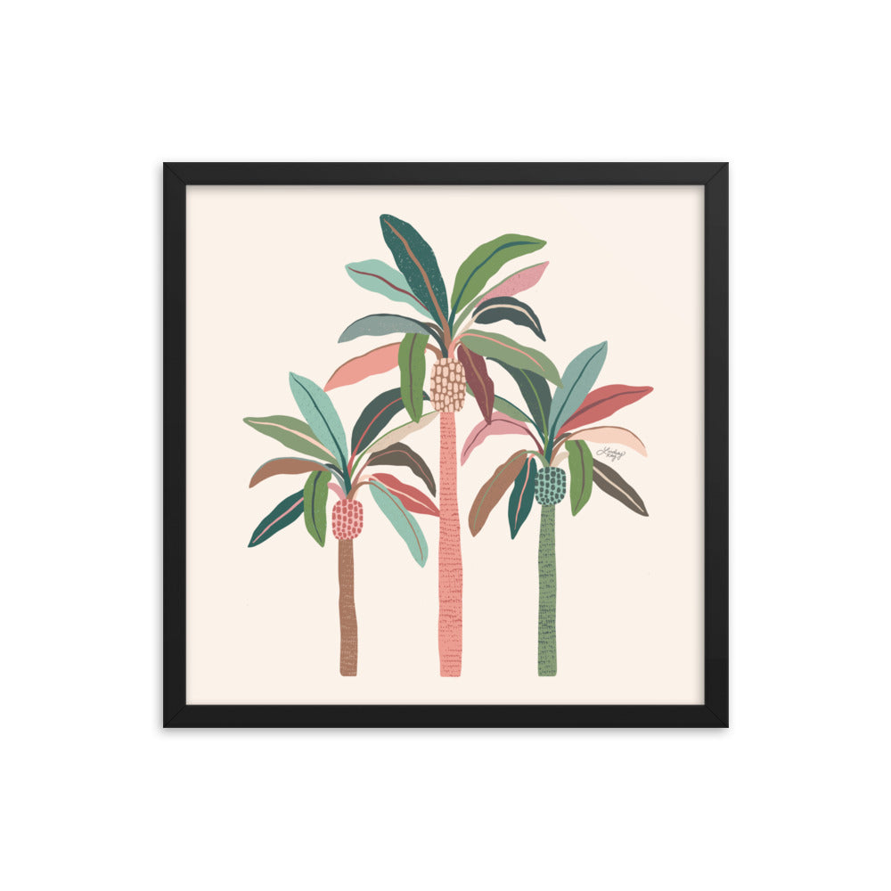 Illustration de palmiers (palette neutre) - Impression mate encadrée