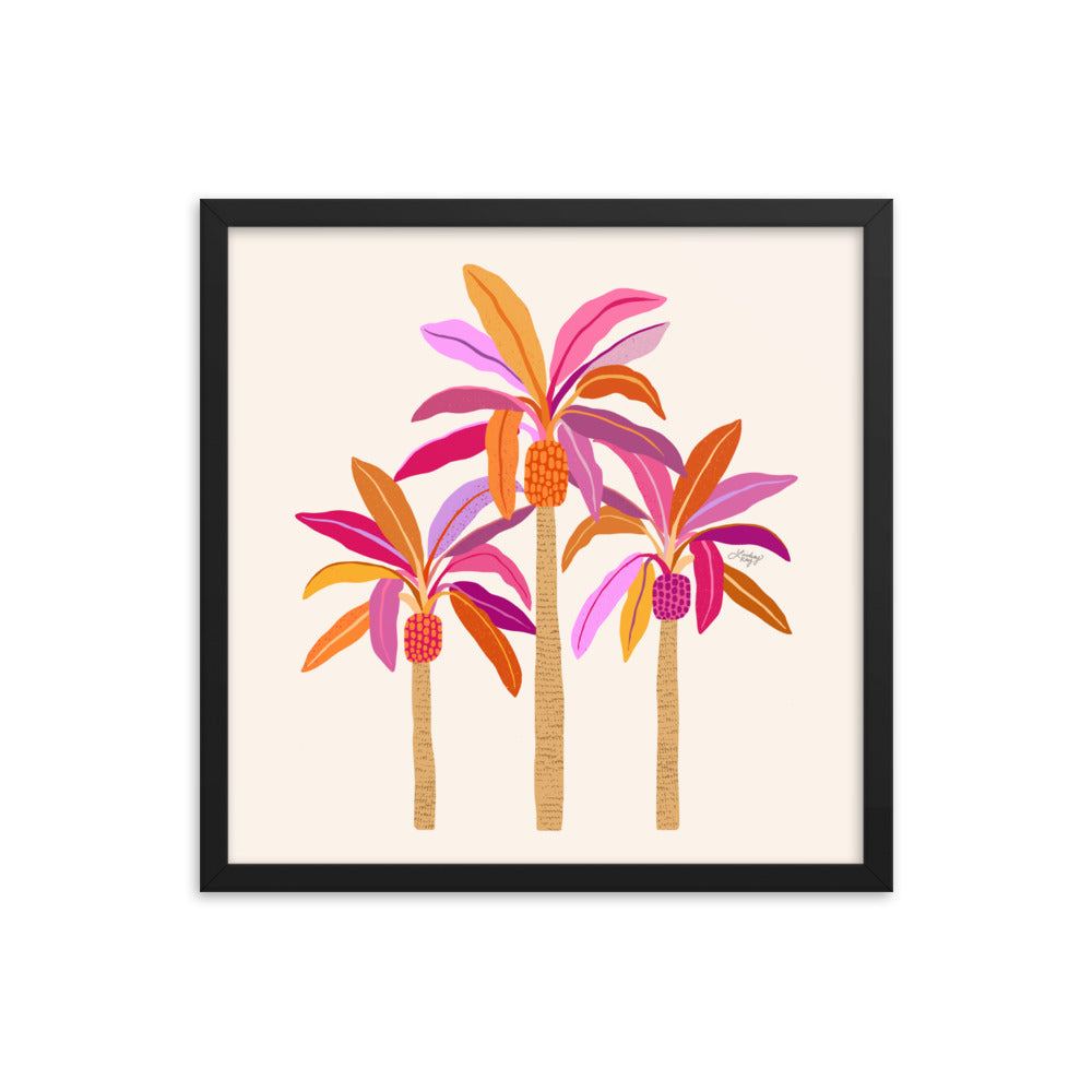 Palm Trees Illustration (Warm Palette) - Framed Matte Print