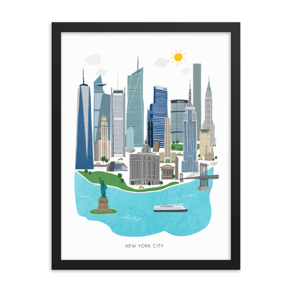 new york city illustration painting framed art print wall art lindsey kay collective