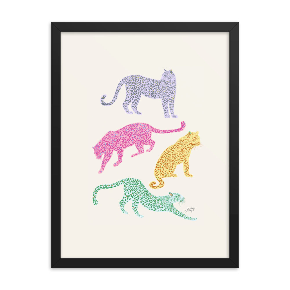 Colorful Leopards - Framed Matte Print