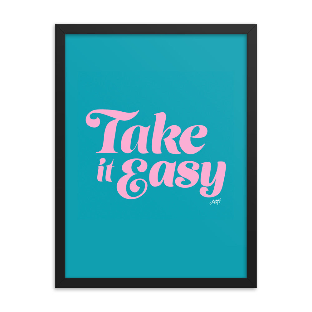 Take it Easy (Pink/Blue Palette - Framed Matte Print - Lindsey Kay Collective