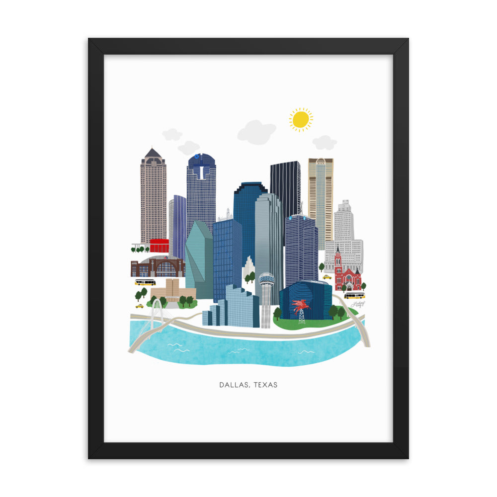 Illustration de Dallas Texas - Impression mate encadrée