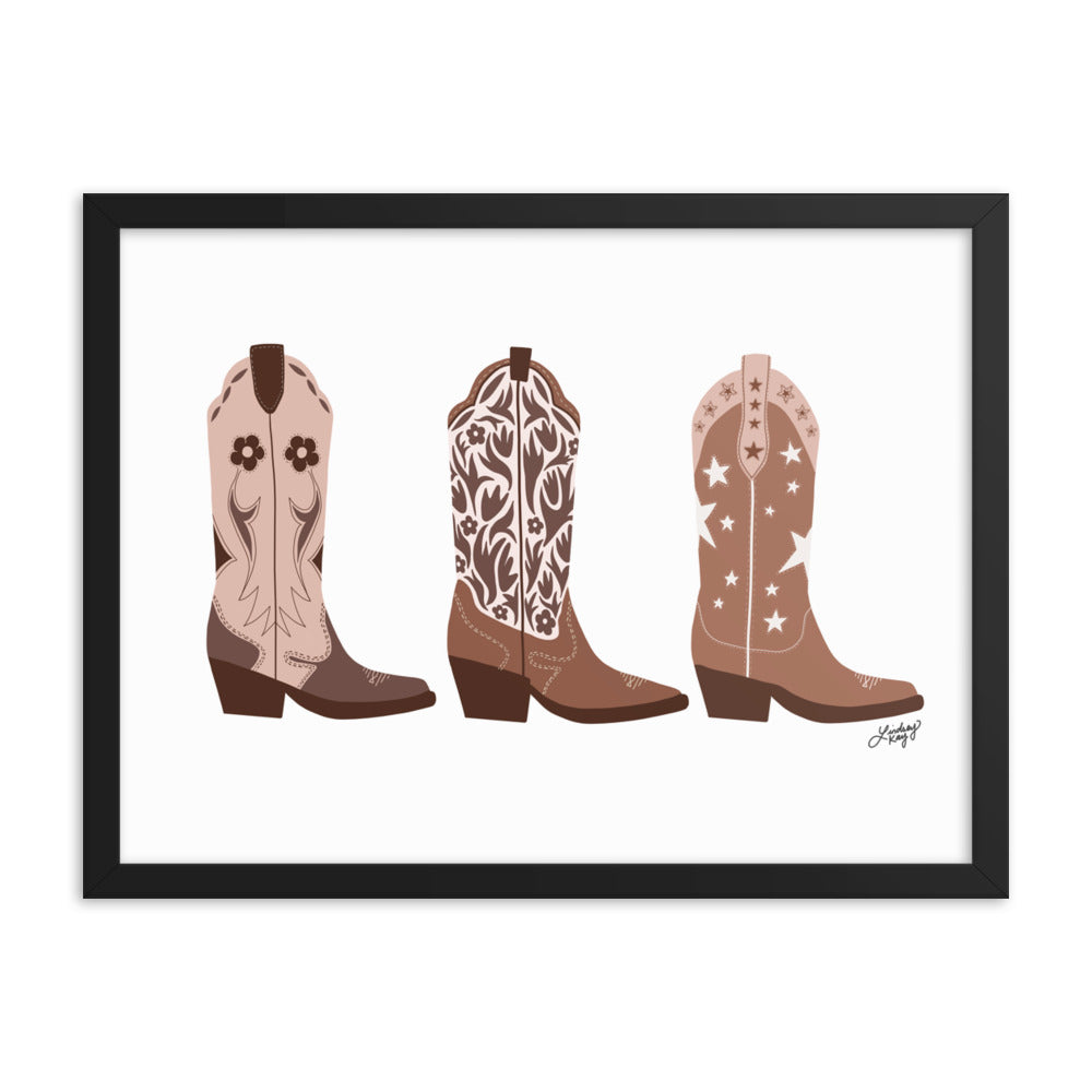 Illustration de bottes de cowboy (palette brune) - Impression mate encadrée