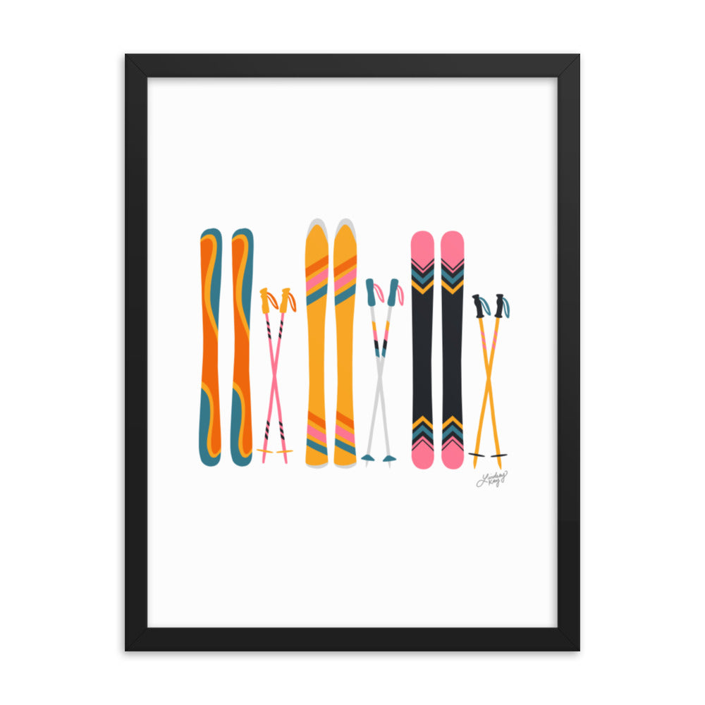 Illustration de ski (palette rétro) - Impression artistique encadrée