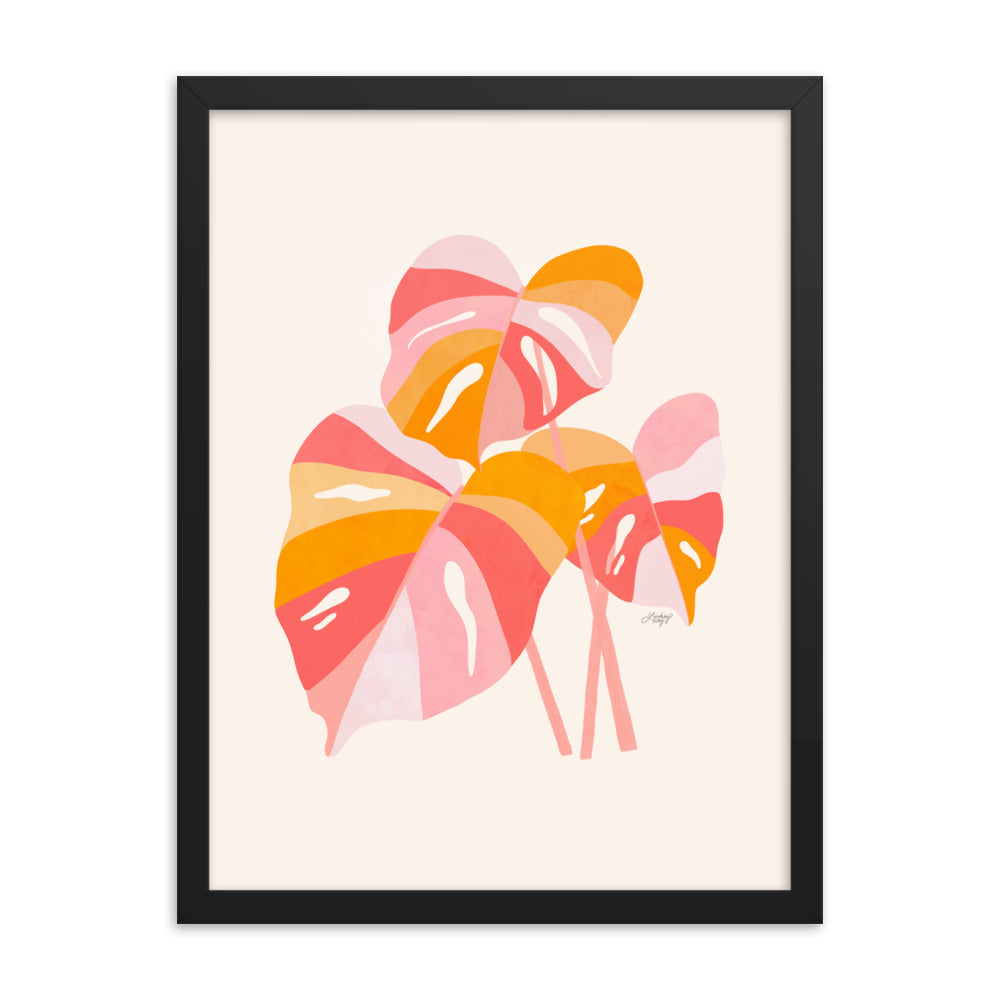 Monstera Plant (Warm Palette) - Impression mate encadrée