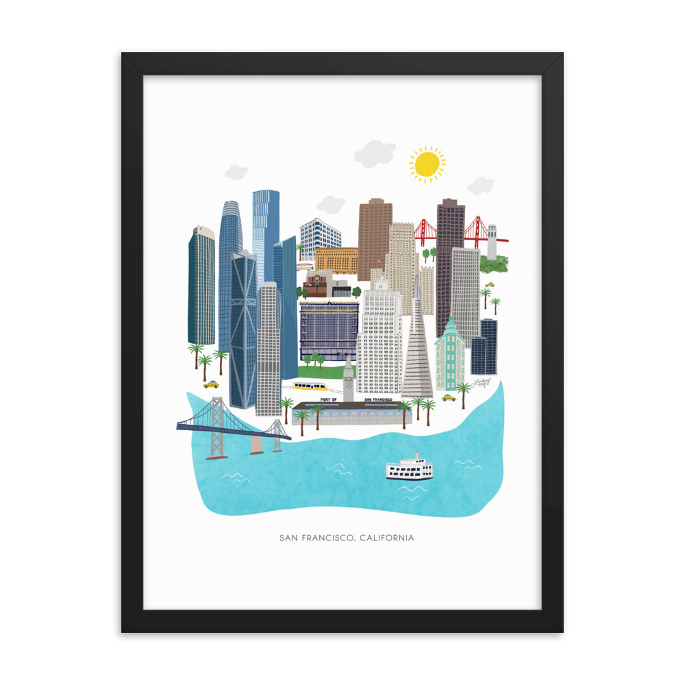 Illustration de San Francisco - Impression mate encadrée