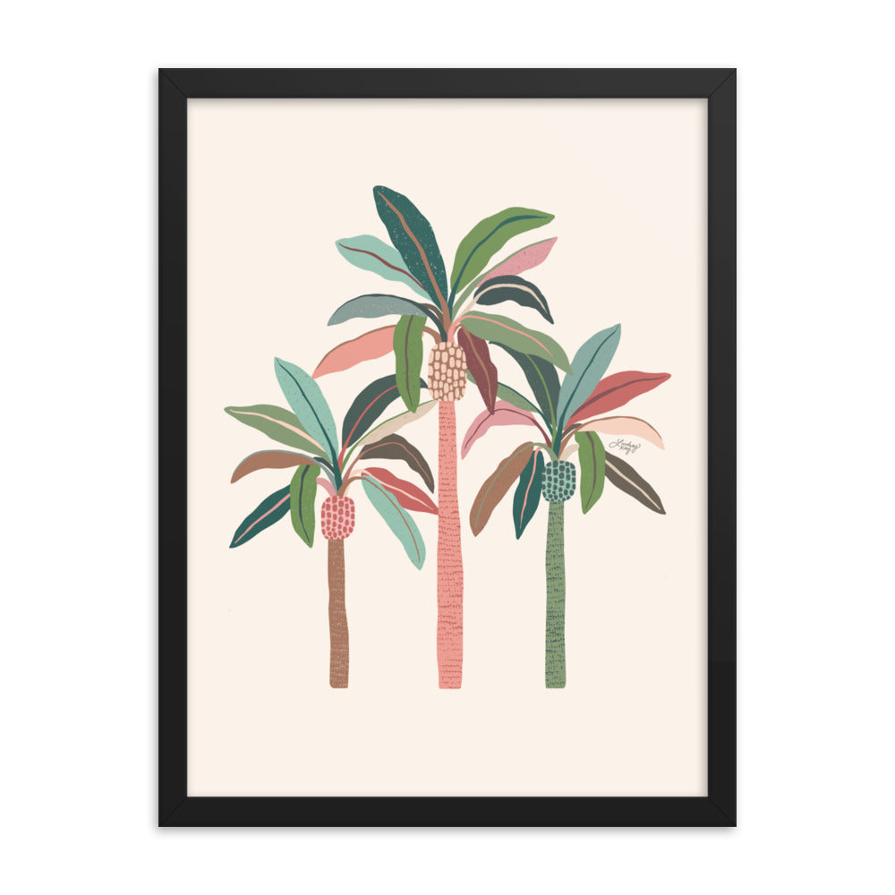 Illustration de palmiers (palette neutre) - Impression mate encadrée