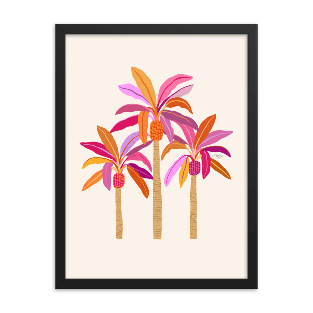 Palm Trees Illustration (Warm Palette) - Framed Matte Print