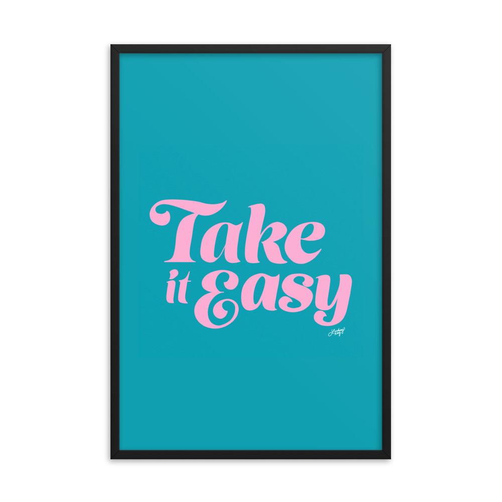 Take it Easy (Pink/Blue Palette - Framed Matte Print - Lindsey Kay Collective