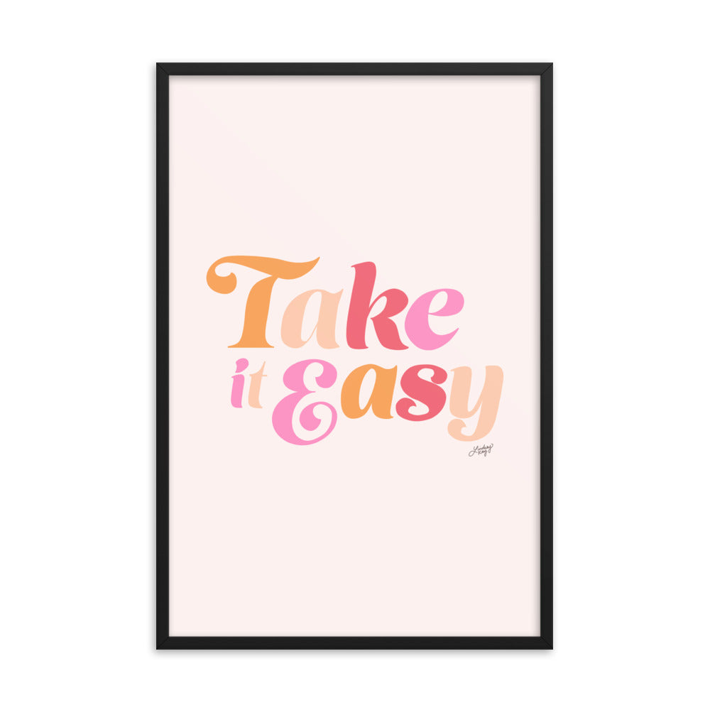 Tómelo con calma (paleta rosa) - Impresión mate enmarcada