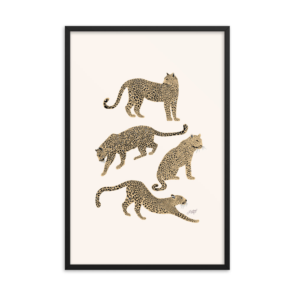 Leopards Illustration (Tan Palette) - Framed Matte Print