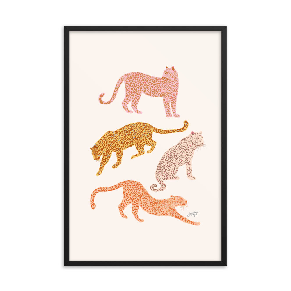 Leopards Illustration (Warm Palette) - Framed Matte Print - Lindsey Kay Collective