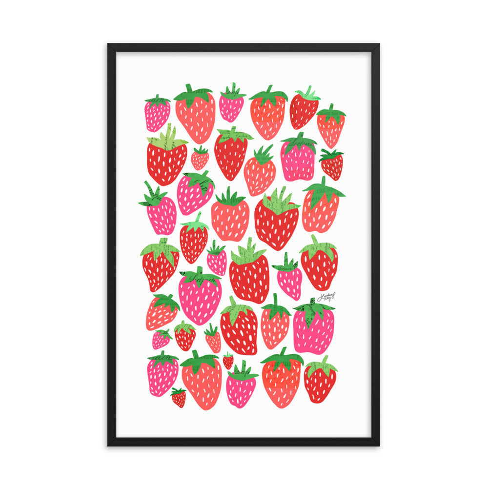 Illustration de fraises - Impression mate encadrée