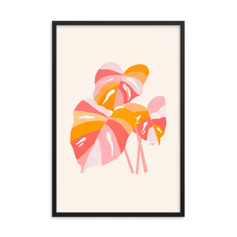 Monstera Plant (Warm Palette) - Impression mate encadrée