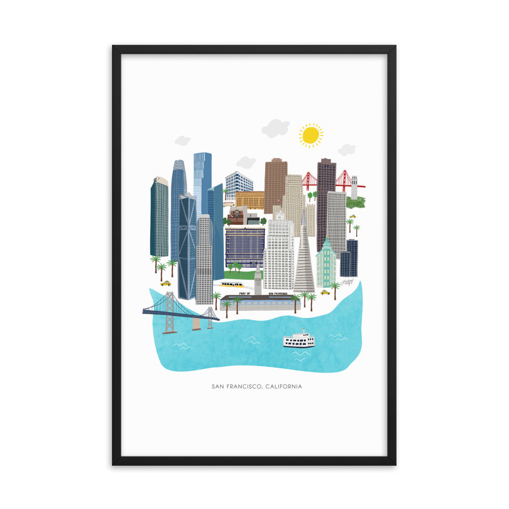 Illustration de San Francisco - Impression mate encadrée