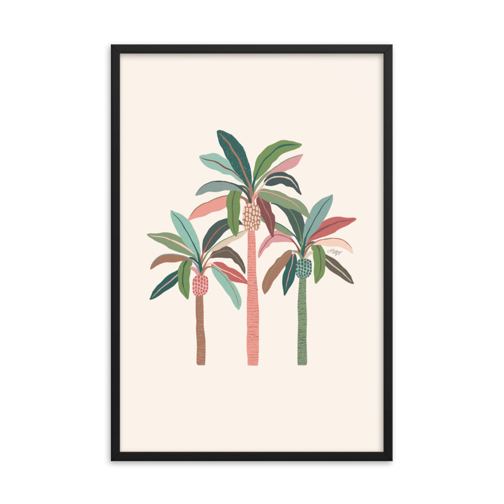 Illustration de palmiers (palette neutre) - Impression mate encadrée