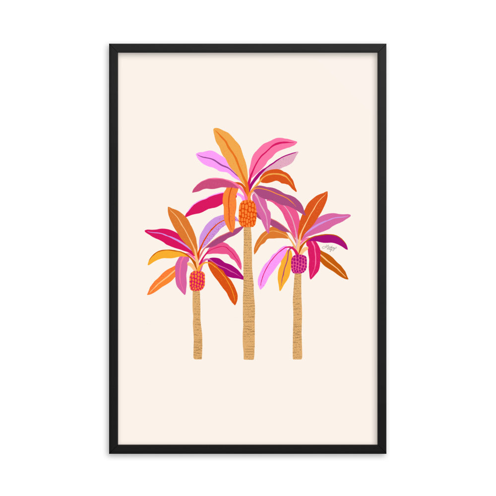 Palm Trees Illustration (Warm Palette) - Framed Matte Print