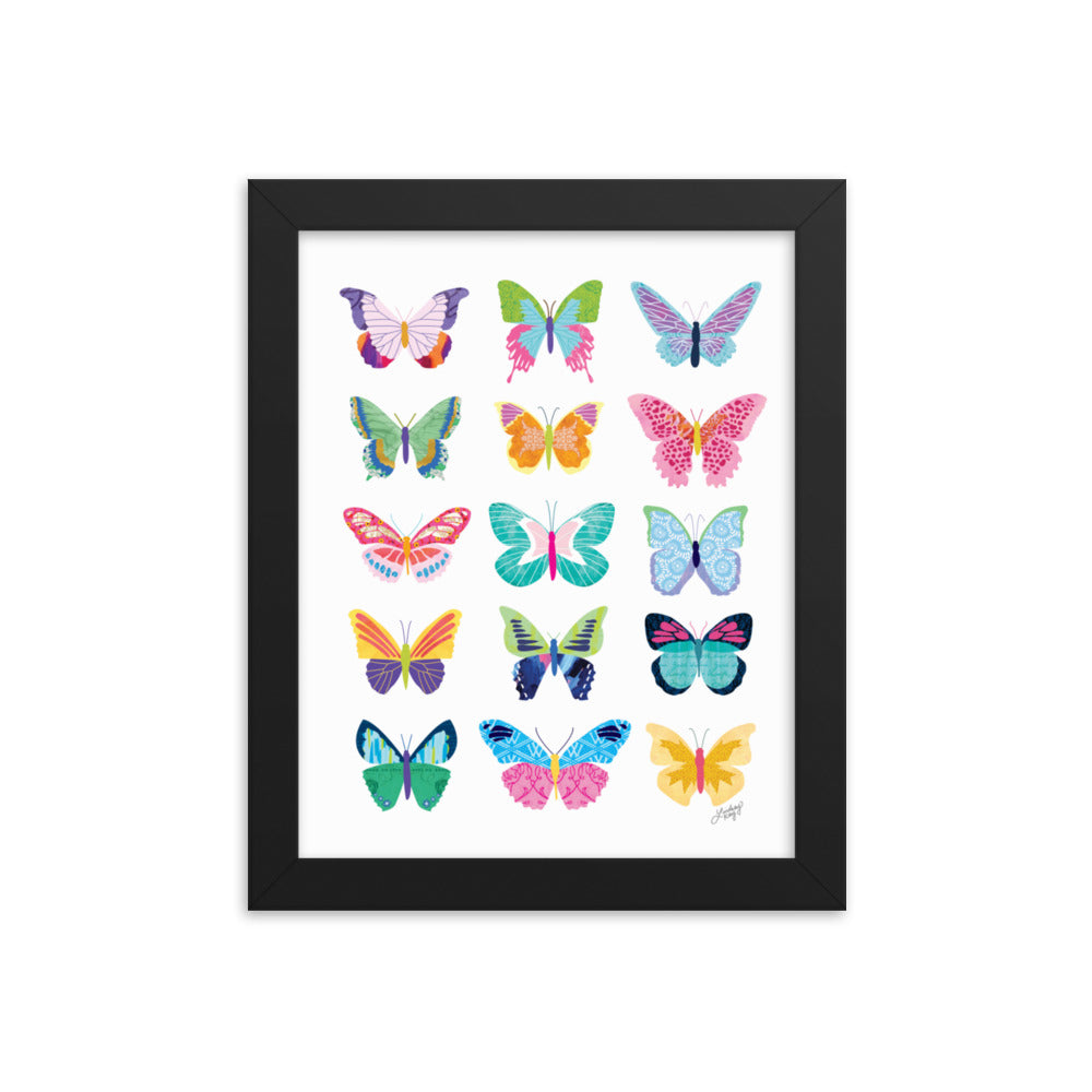 Colorful Butterflies Collage - Framed Matte Print - Lindsey Kay Collective