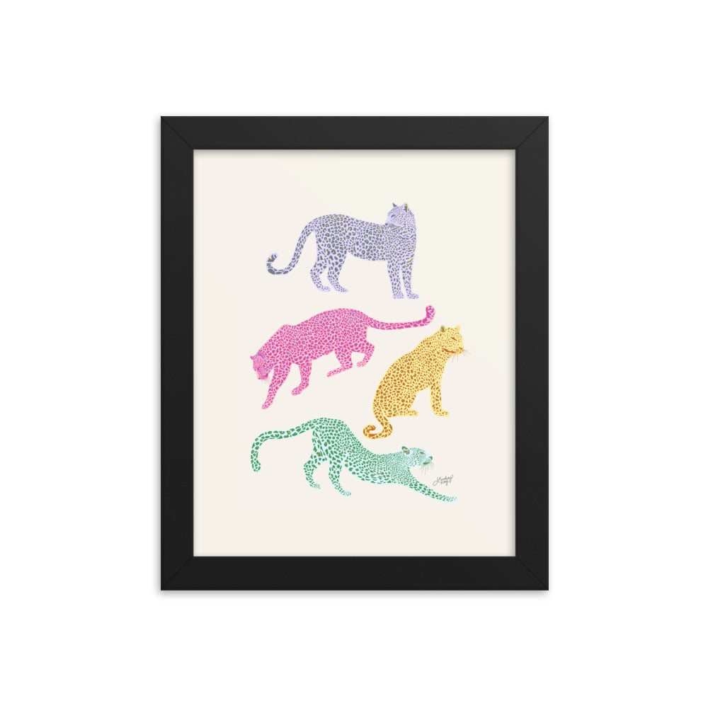 Colorful Leopards - Framed Matte Print