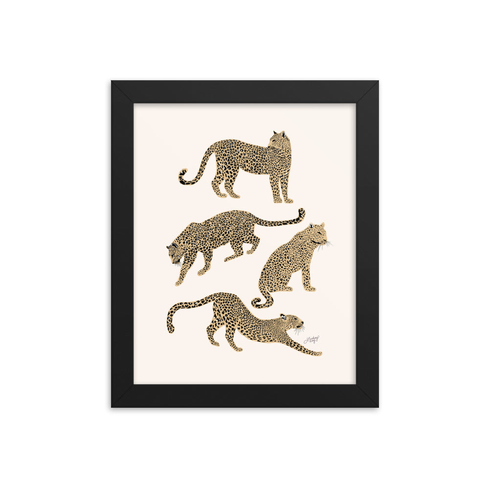 Leopards Illustration (Tan Palette) - Framed Matte Print - Lindsey Kay Collective