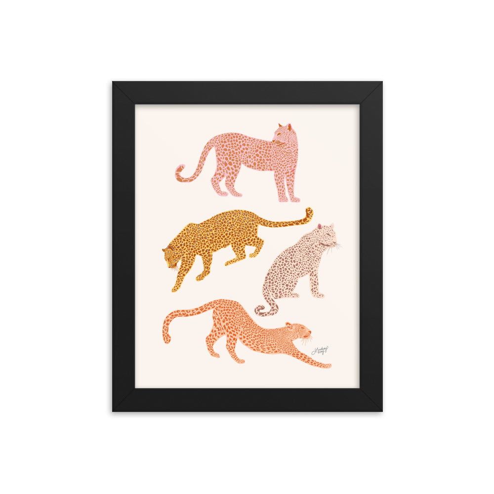 Leopards Illustration (Warm Palette) - Framed Matte Print - Lindsey Kay Collective