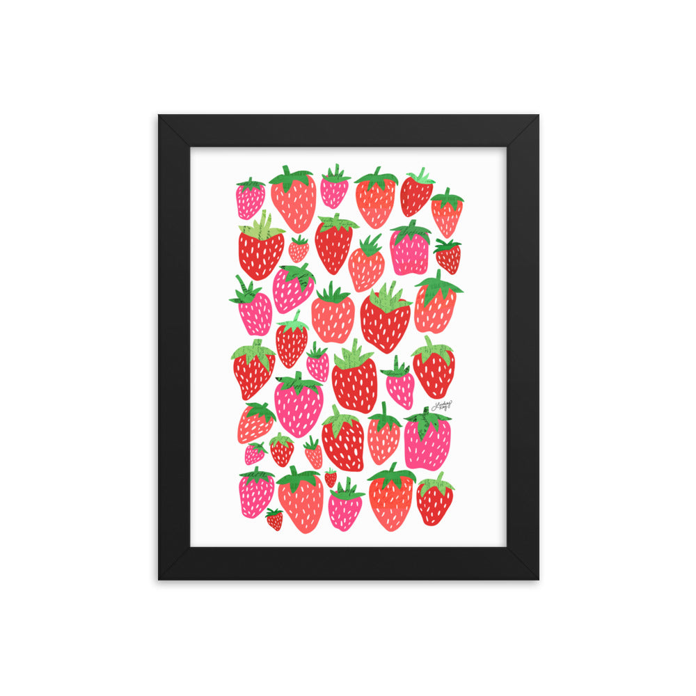 Strawberries Illustration - Framed Matte Print