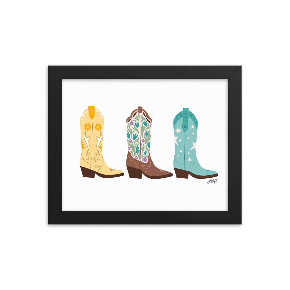 Illustration de bottes de cowboy (palette lumineuse) - Impression mate encadrée