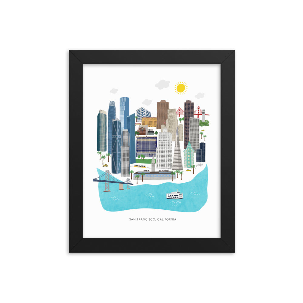 Illustration de San Francisco - Impression mate encadrée