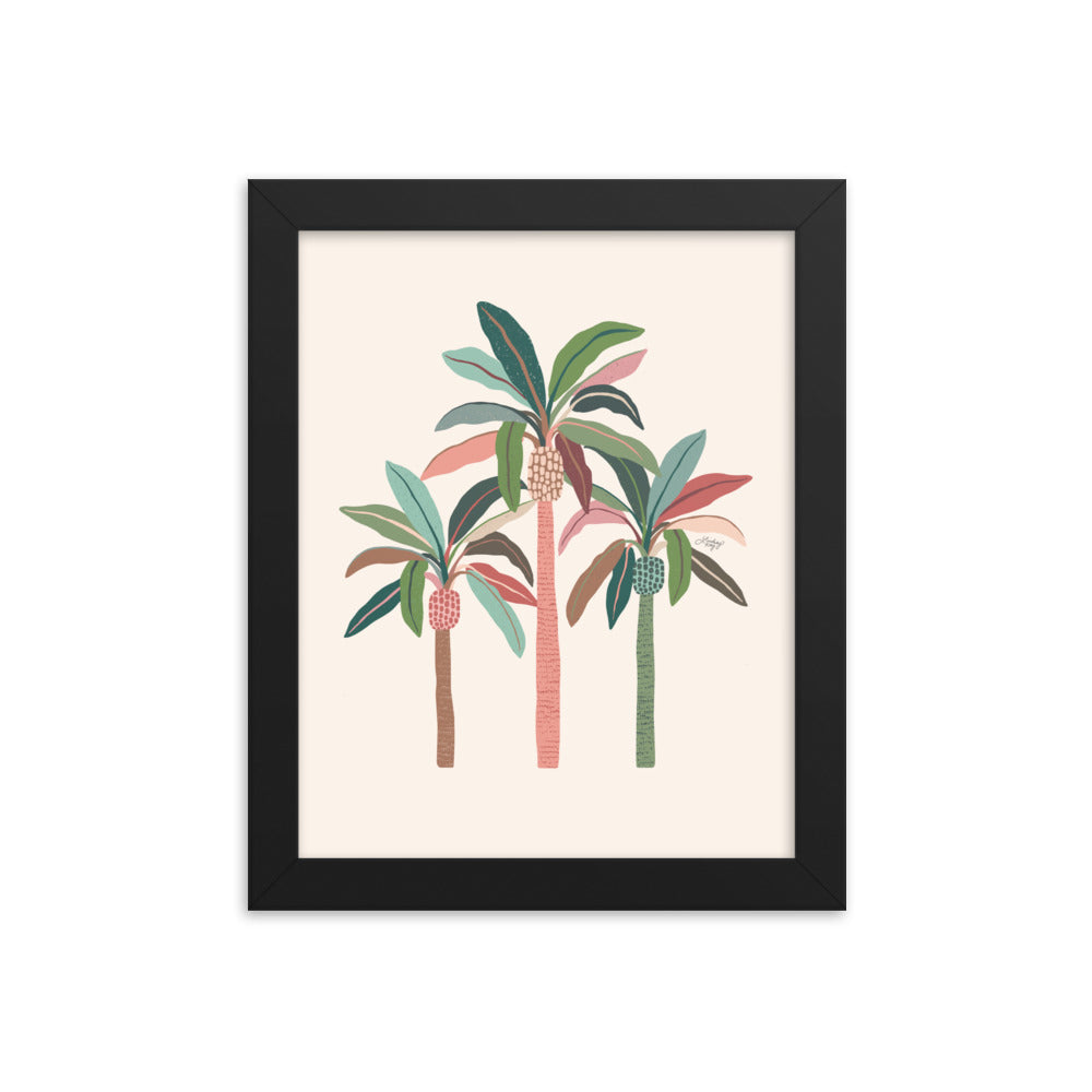Illustration de palmiers (palette neutre) - Impression mate encadrée