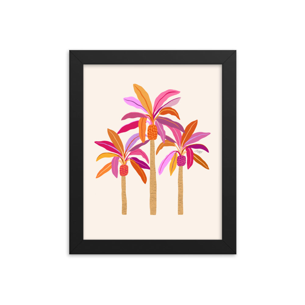 Palm Trees Illustration (Warm Palette) - Framed Matte Print
