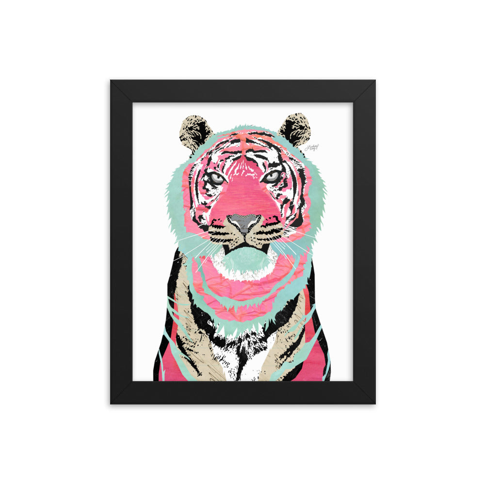 Pink Tiger Collage - Framed Matte Print
