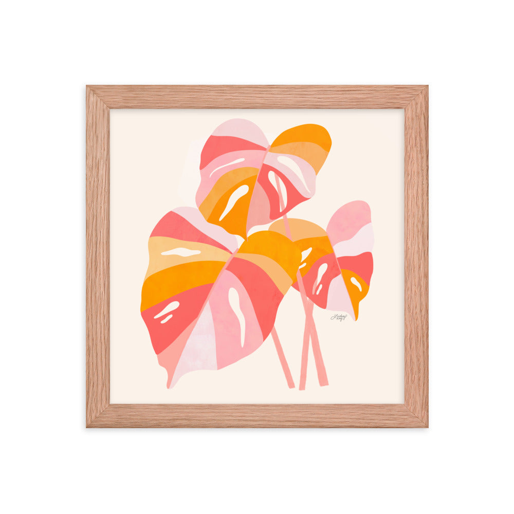 Monstera Plant (Warm Palette) - Impression mate encadrée