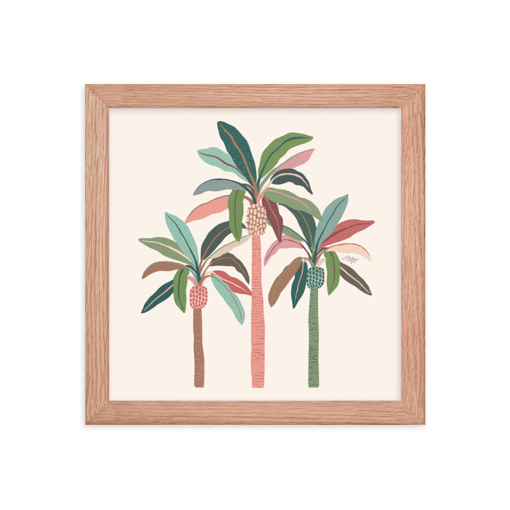 Illustration de palmiers (palette neutre) - Impression mate encadrée