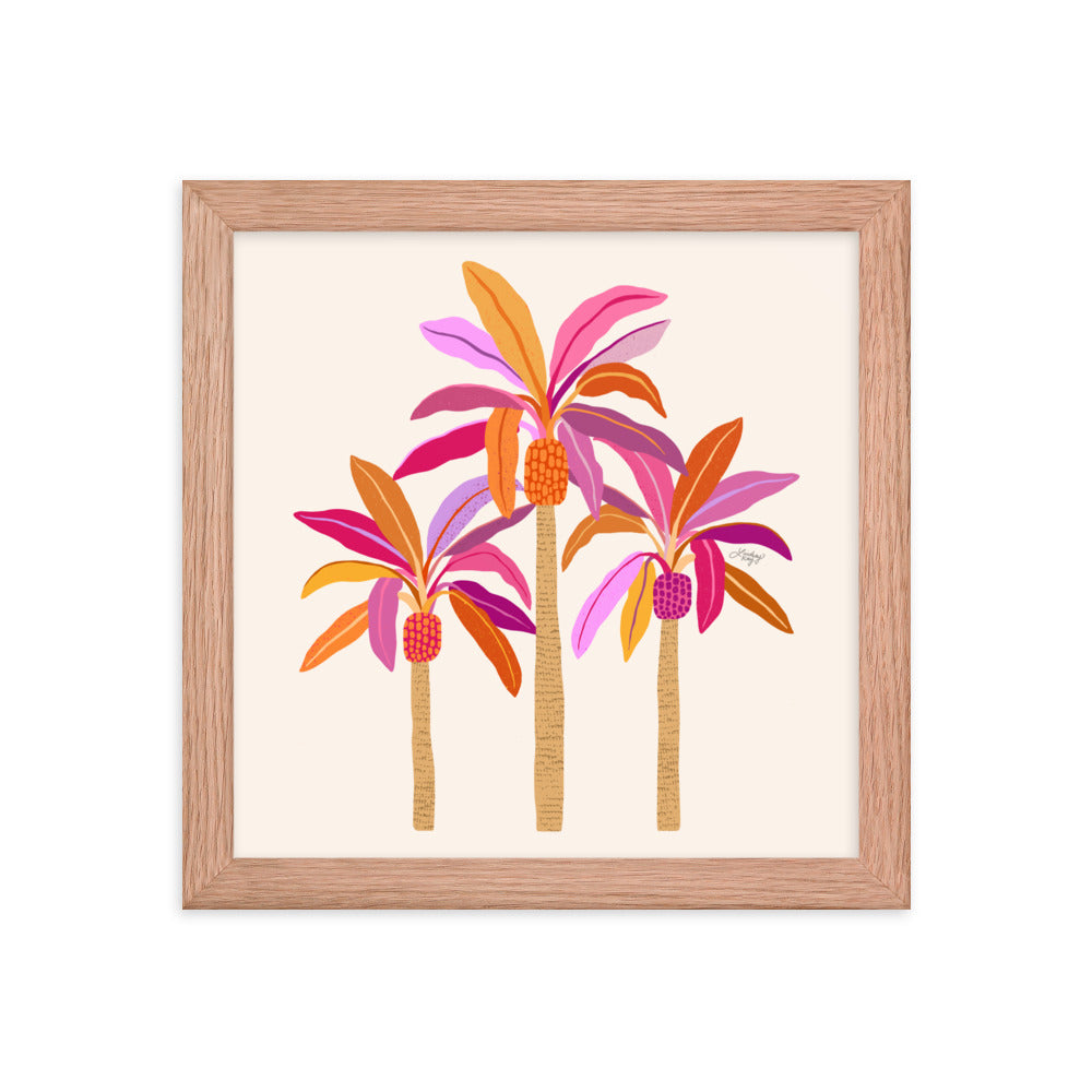 Palm Trees Illustration (Warm Palette) - Framed Matte Print