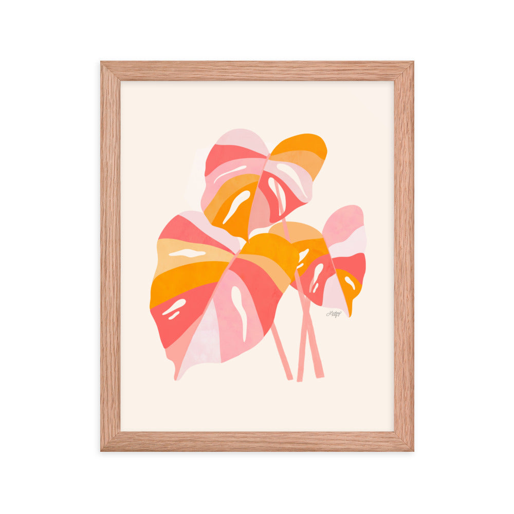 Monstera Plant (Warm Palette) - Impression mate encadrée