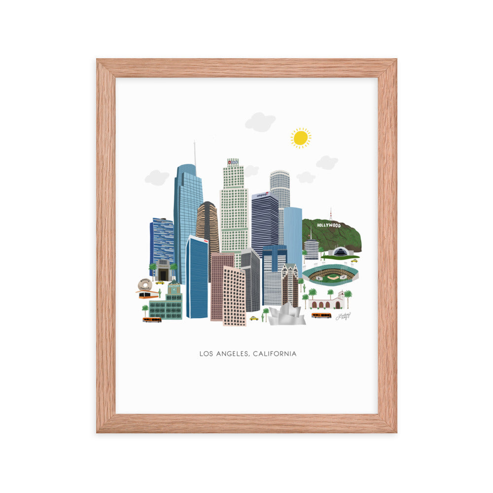 Ilustración de Los Ángeles - Impresión mate enmarcada