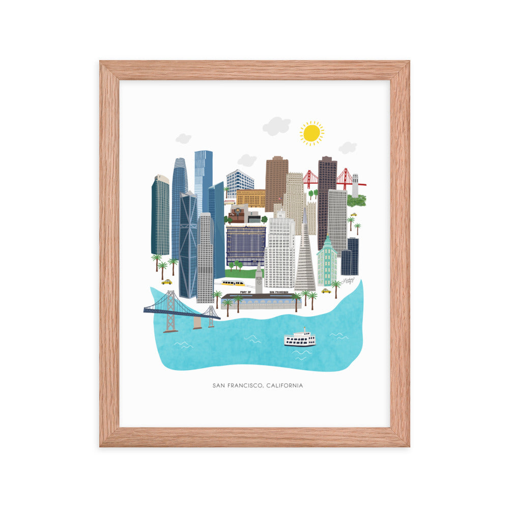Illustration de San Francisco - Impression mate encadrée