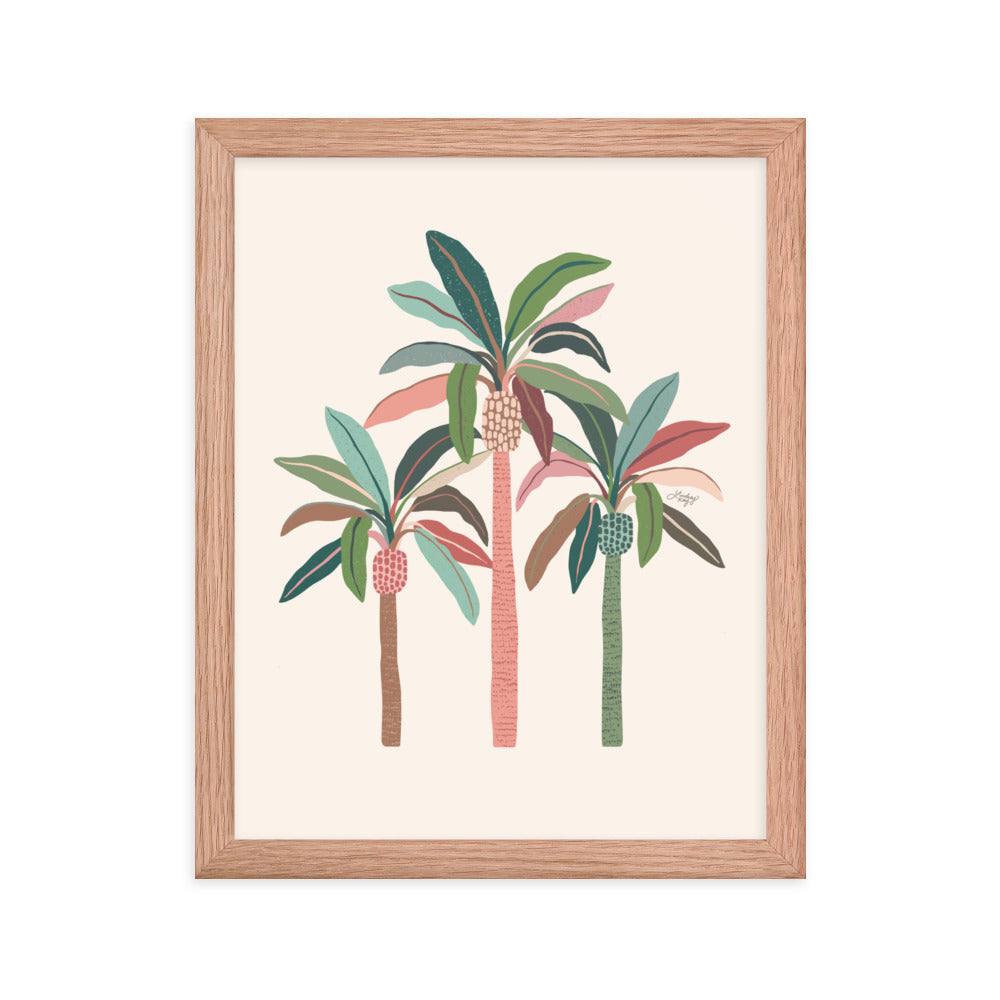 Illustration de palmiers (palette neutre) - Impression mate encadrée
