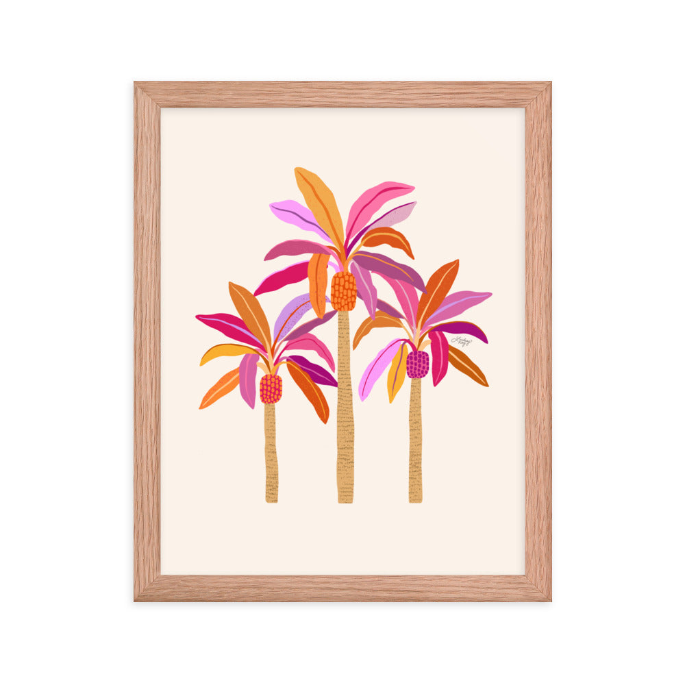 Palm Trees Illustration (Warm Palette) - Framed Matte Print