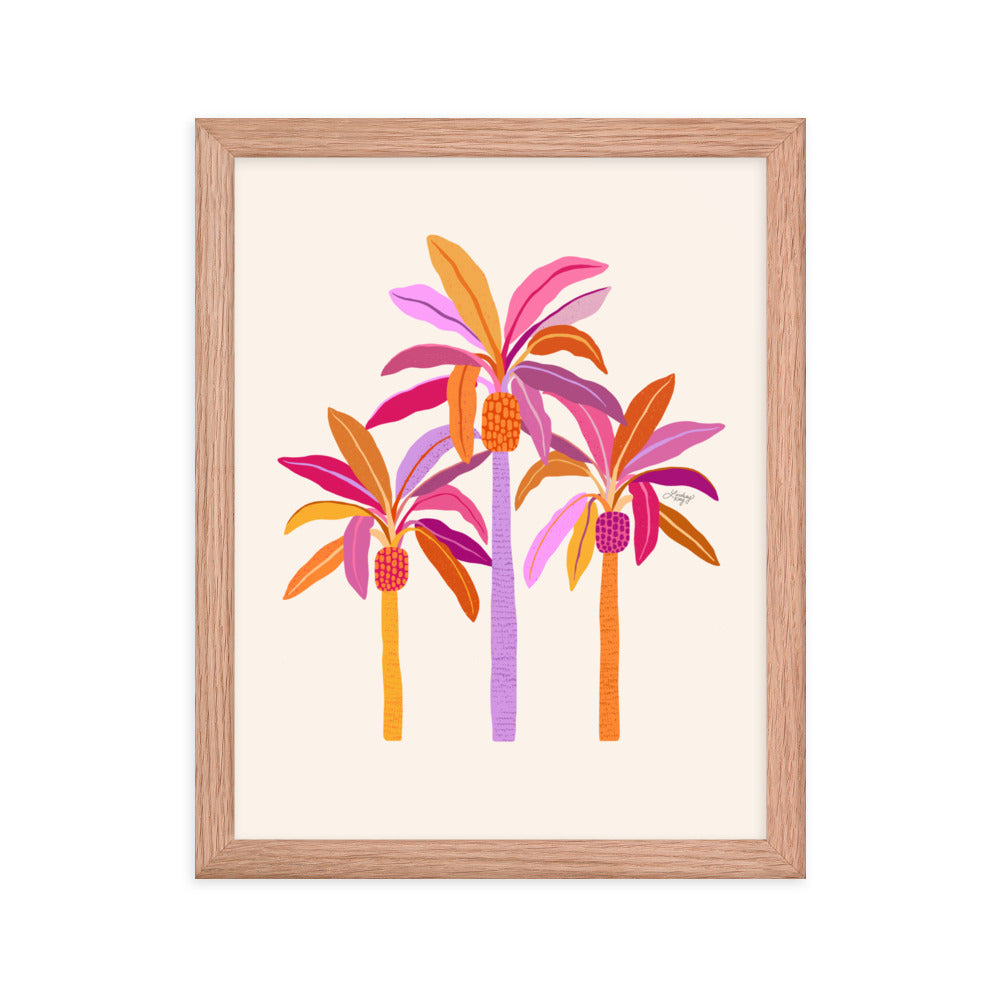 Illustration de palmier (palette chaude) - Impression mate encadrée